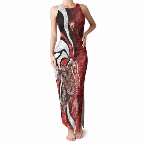 Personalised Sydney Swans Tank Maxi Dress Trippy Psychedelic Abstract Art Mascot Football Fans