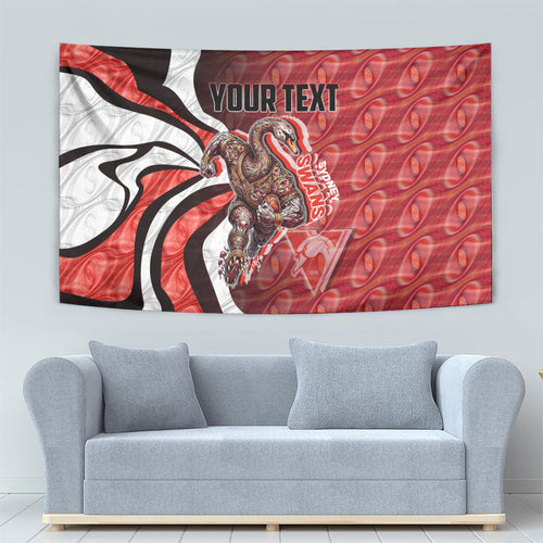 Personalised Sydney Swans Tapestry Trippy Psychedelic Abstract Art Mascot Football Fans