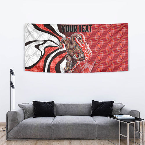 Personalised Sydney Swans Tapestry Trippy Psychedelic Abstract Art Mascot Football Fans