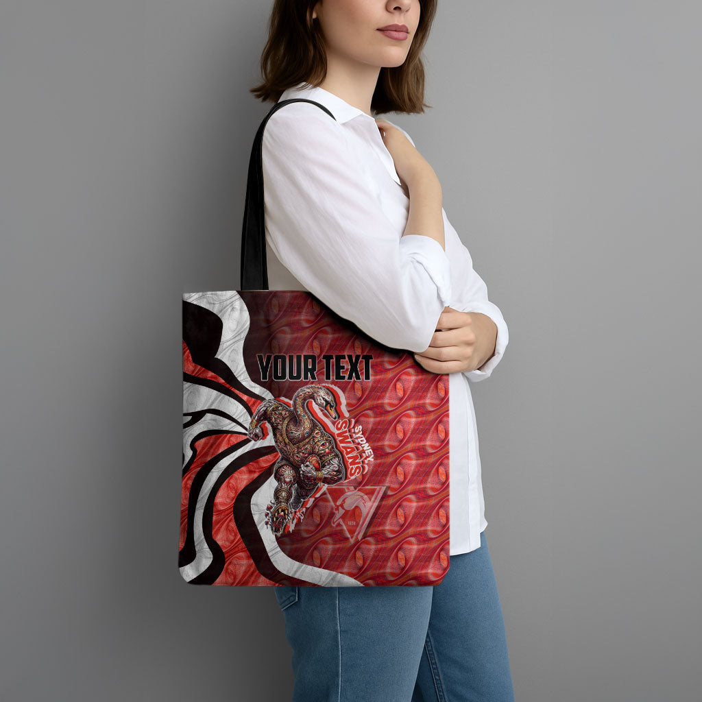 Personalised Sydney Swans Tote Bag Trippy Psychedelic Abstract Art Mascot Football Fans