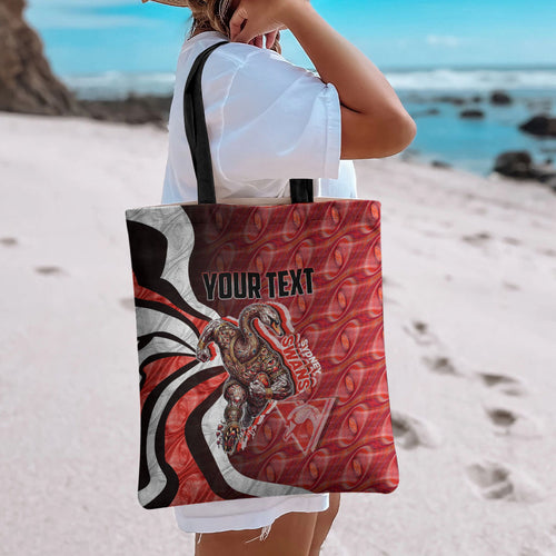 Personalised Sydney Swans Tote Bag Trippy Psychedelic Abstract Art Mascot Football Fans