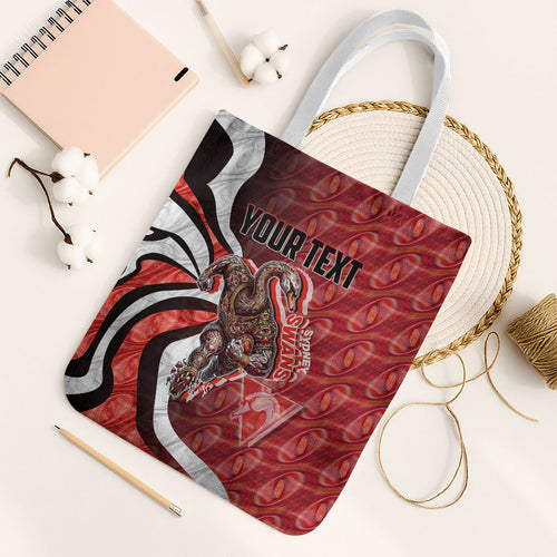 Personalised Sydney Swans Tote Bag Trippy Psychedelic Abstract Art Mascot Football Fans
