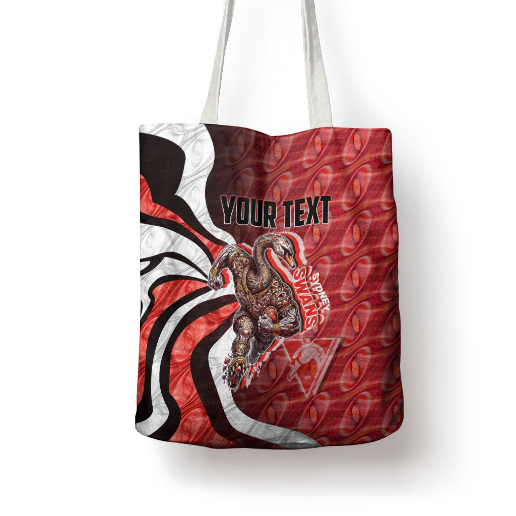 Personalised Sydney Swans Tote Bag Trippy Psychedelic Abstract Art Mascot Football Fans