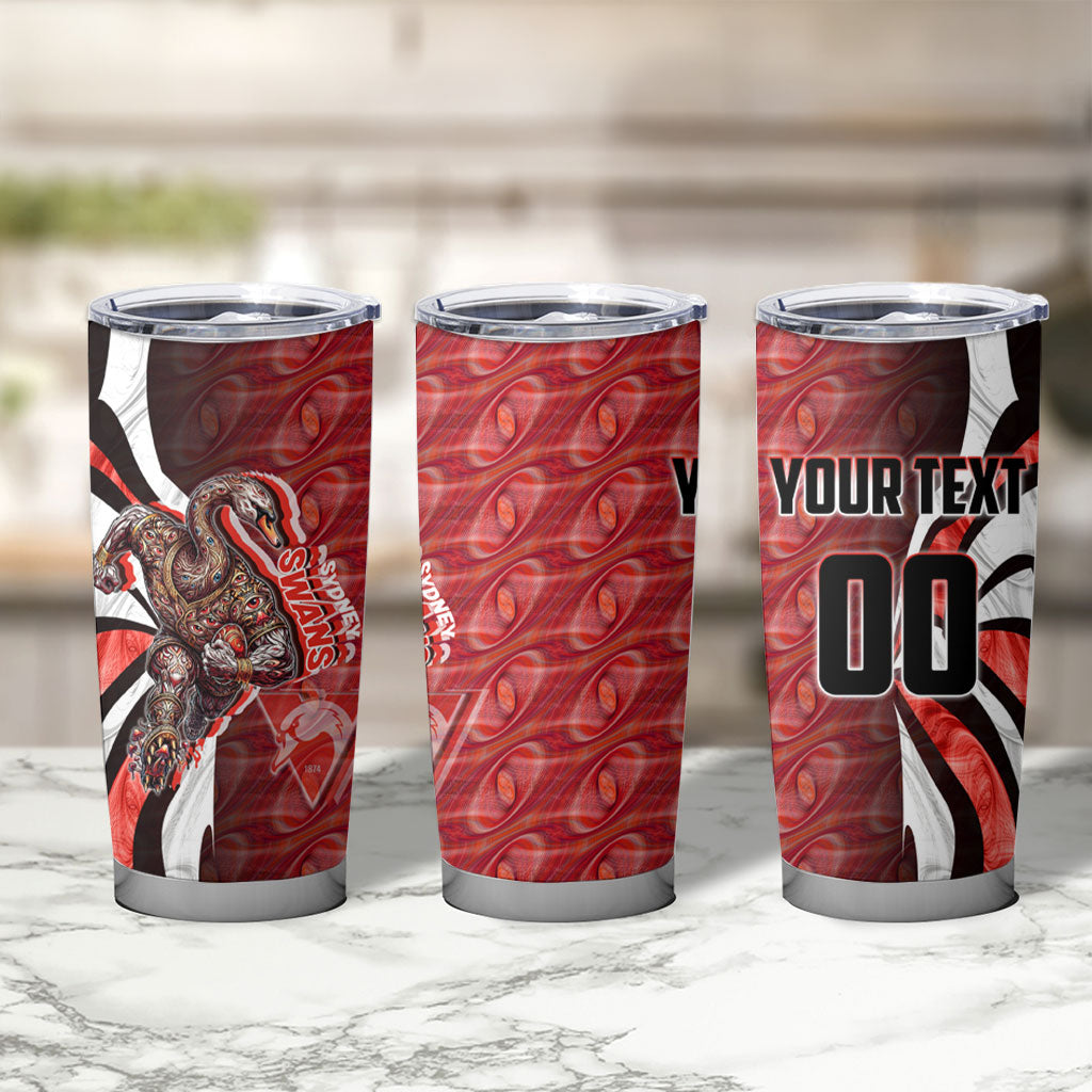 Personalised Sydney Swans Tumbler Cup Trippy Psychedelic Abstract Art Mascot Football Fans