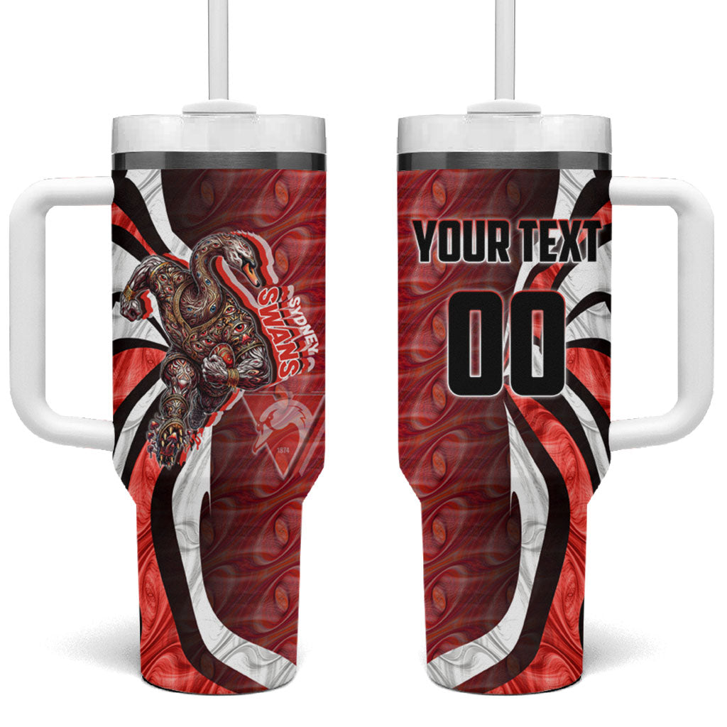 Personalised Sydney Swans Tumbler With Handle Trippy Psychedelic Abstract Art Mascot Football Fans