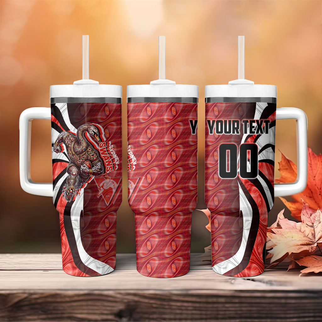 Personalised Sydney Swans Tumbler With Handle Trippy Psychedelic Abstract Art Mascot Football Fans