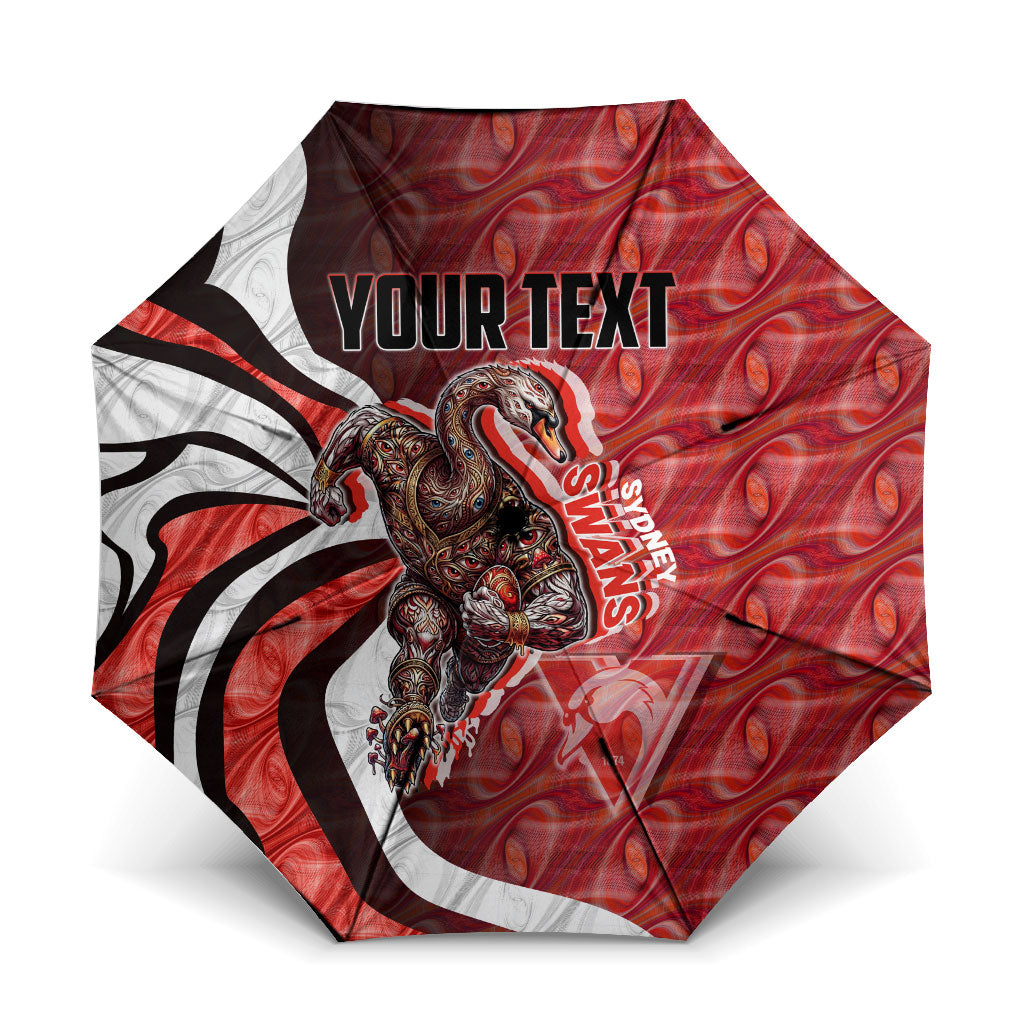 Personalised Sydney Swans Umbrella Trippy Psychedelic Abstract Art Mascot Football Fans