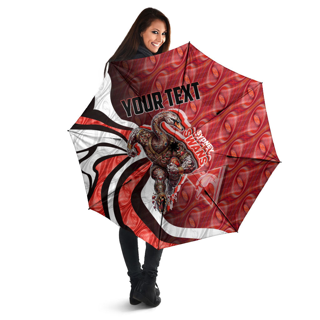 Personalised Sydney Swans Umbrella Trippy Psychedelic Abstract Art Mascot Football Fans