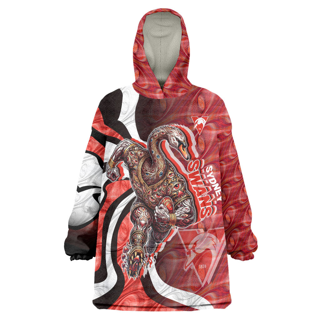 Personalised Sydney Swans Wearable Blanket Hoodie Trippy Psychedelic Abstract Art Mascot Football Fans