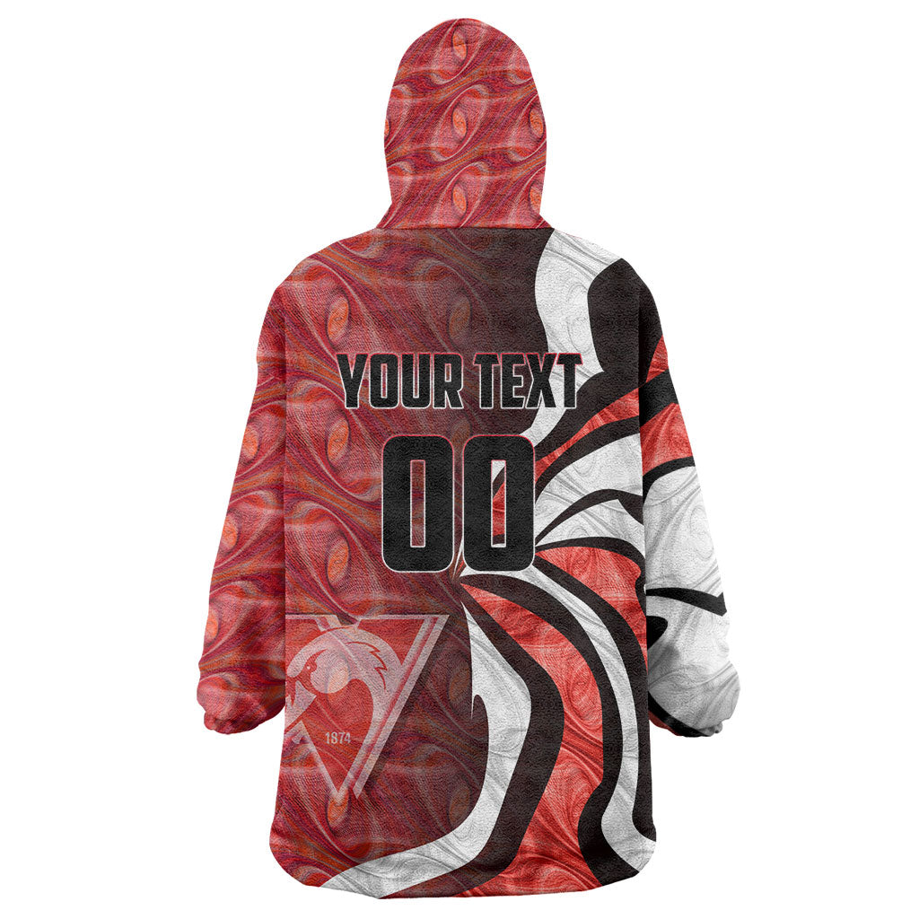Personalised Sydney Swans Wearable Blanket Hoodie Trippy Psychedelic Abstract Art Mascot Football Fans
