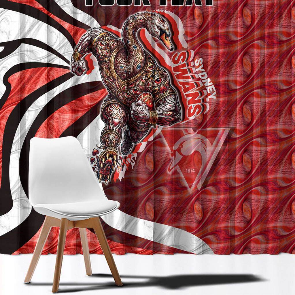 Personalised Sydney Swans Window Curtain Trippy Psychedelic Abstract Art Mascot Football Fans