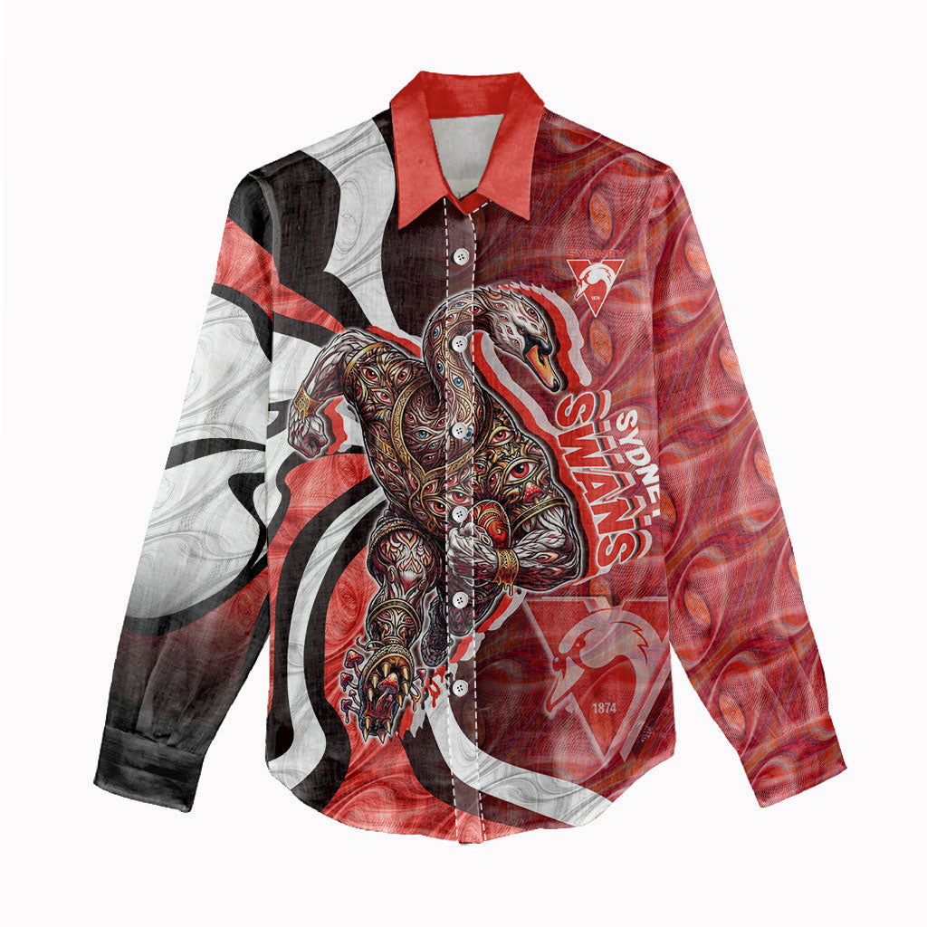 Personalised Sydney Swans Women Casual Shirt Trippy Psychedelic Abstract Art Mascot Football Fans