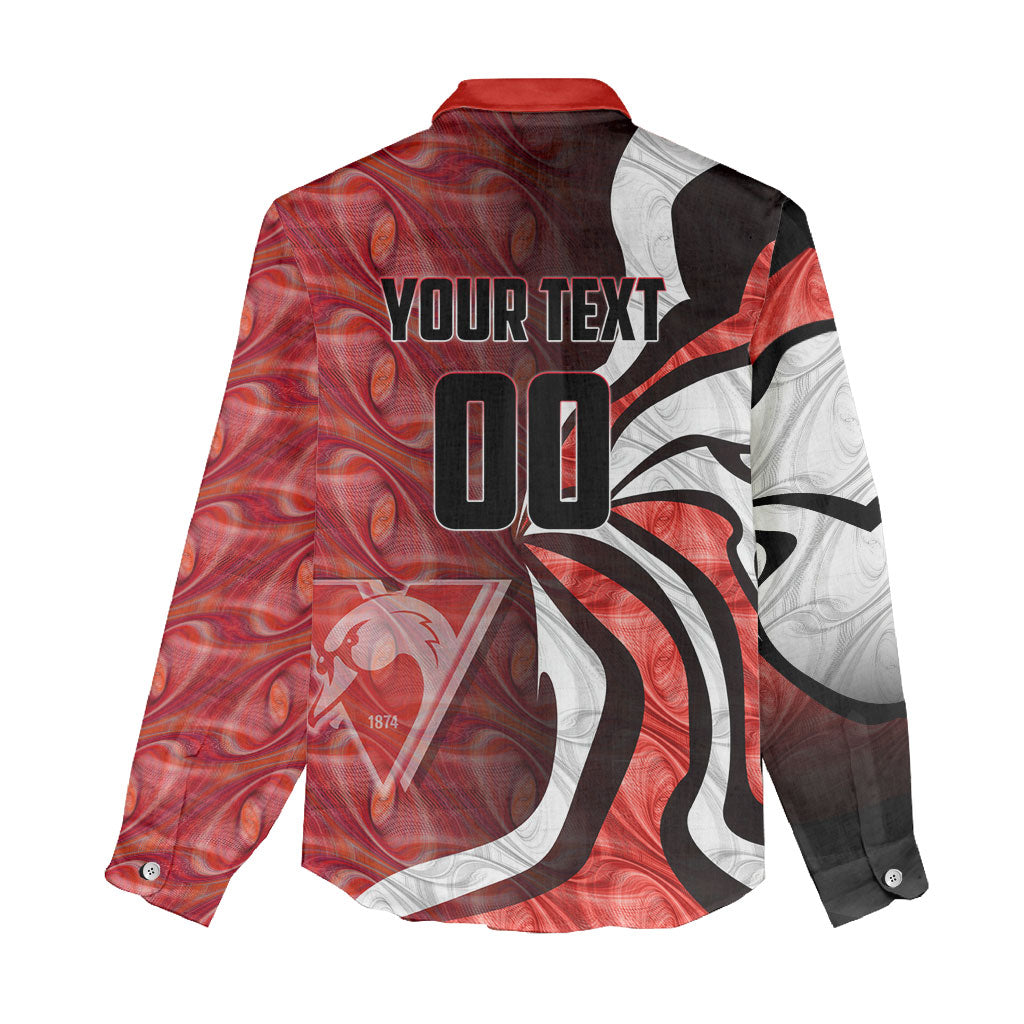 Personalised Sydney Swans Women Casual Shirt Trippy Psychedelic Abstract Art Mascot Football Fans