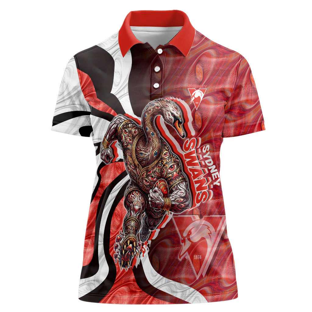 Personalised Sydney Swans Women Polo Shirt Trippy Psychedelic Abstract Art Mascot Football Fans