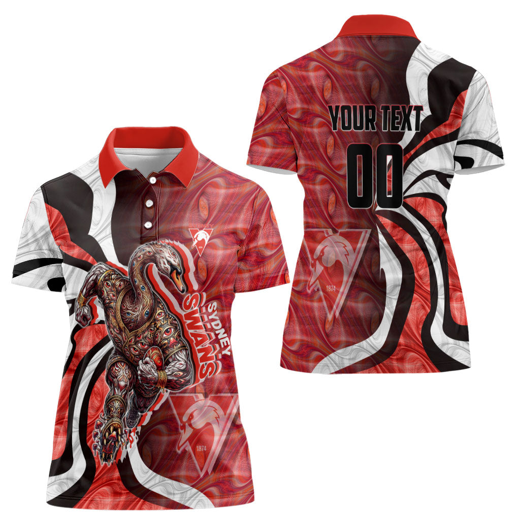 Personalised Sydney Swans Women Polo Shirt Trippy Psychedelic Abstract Art Mascot Football Fans