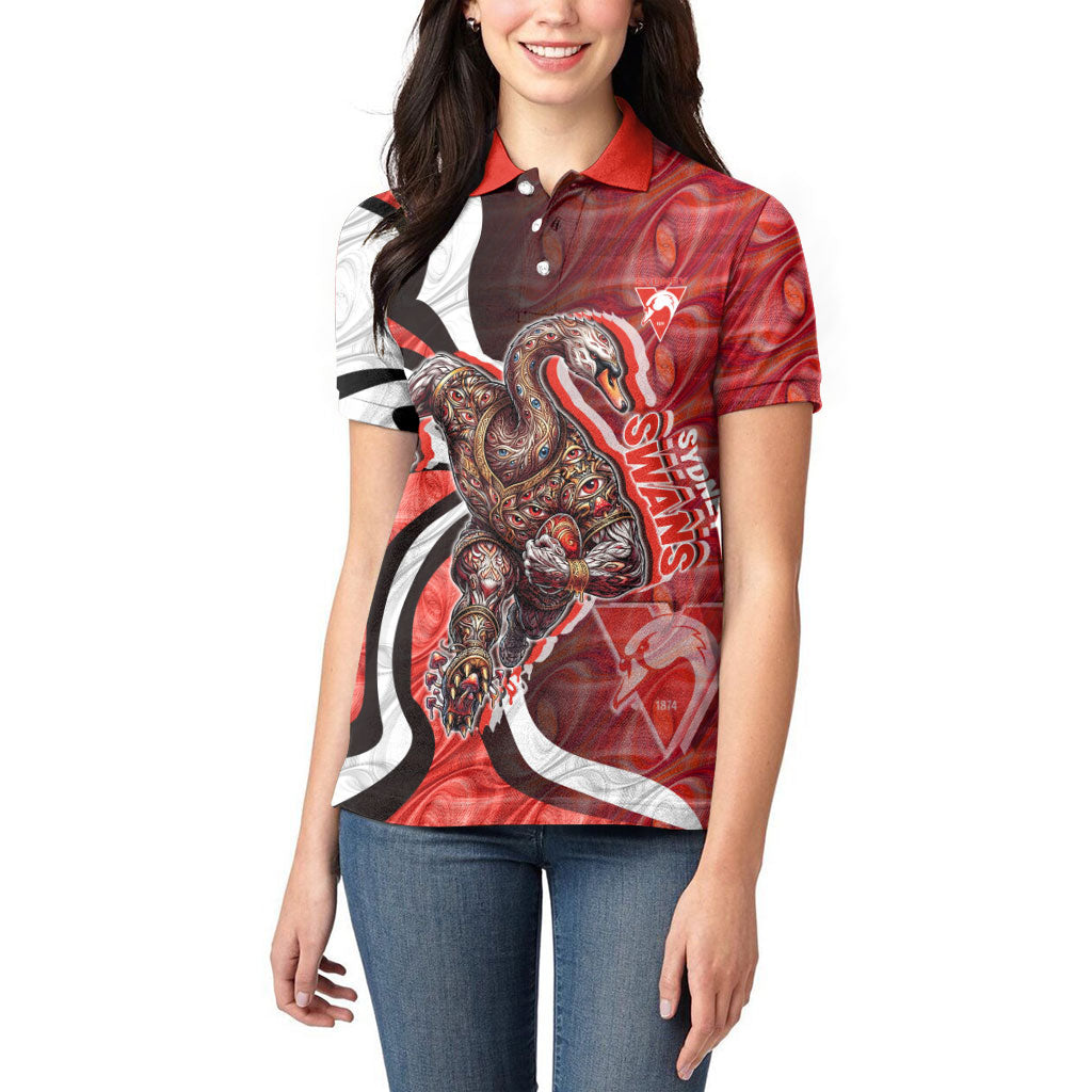 Personalised Sydney Swans Women Polo Shirt Trippy Psychedelic Abstract Art Mascot Football Fans