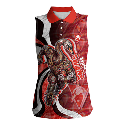 Personalised Sydney Swans Women Sleeveless Polo Shirt Trippy Psychedelic Abstract Art Mascot Football Fans