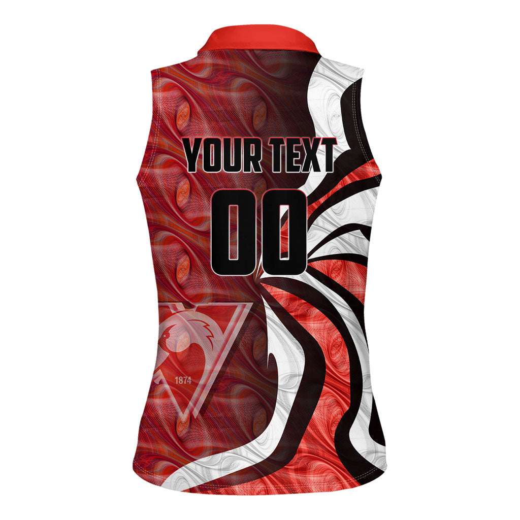 Personalised Sydney Swans Women Sleeveless Polo Shirt Trippy Psychedelic Abstract Art Mascot Football Fans
