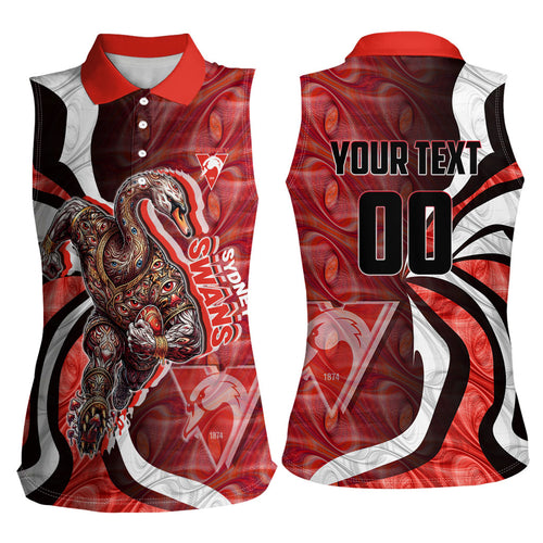Personalised Sydney Swans Women Sleeveless Polo Shirt Trippy Psychedelic Abstract Art Mascot Football Fans