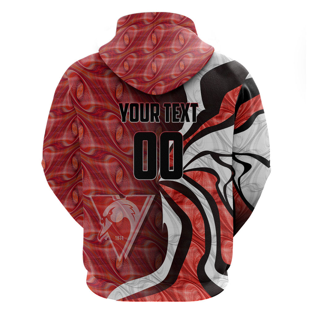Personalised Sydney Swans Zip Hoodie Trippy Psychedelic Abstract Art Mascot Football Fans