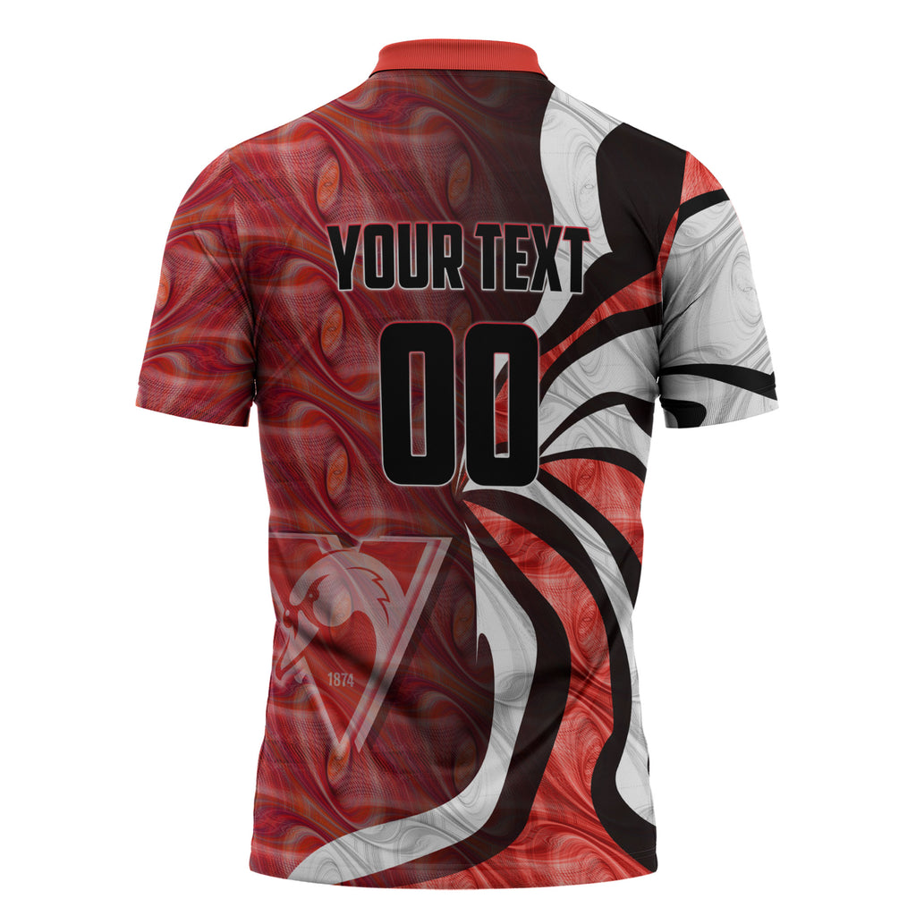 Personalised Sydney Swans Zipper Polo Shirt Trippy Psychedelic Abstract Art Mascot Football Fans