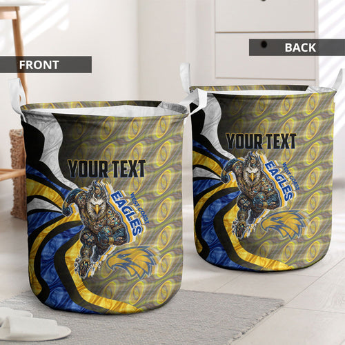 Personalised West Coast Eagles Laundry Basket Trippy Psychedelic Abstract Art Mascot Football Fans