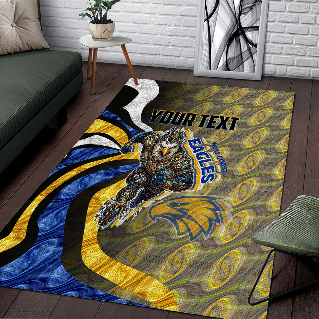 Personalised West Coast Eagles Area Rug Trippy Psychedelic Abstract Art Mascot Football Fans