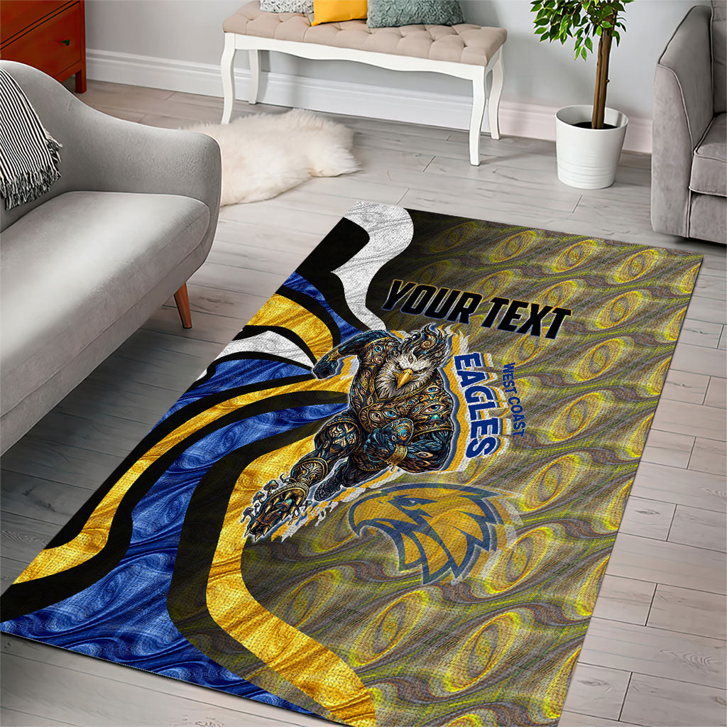 Personalised West Coast Eagles Area Rug Trippy Psychedelic Abstract Art Mascot Football Fans