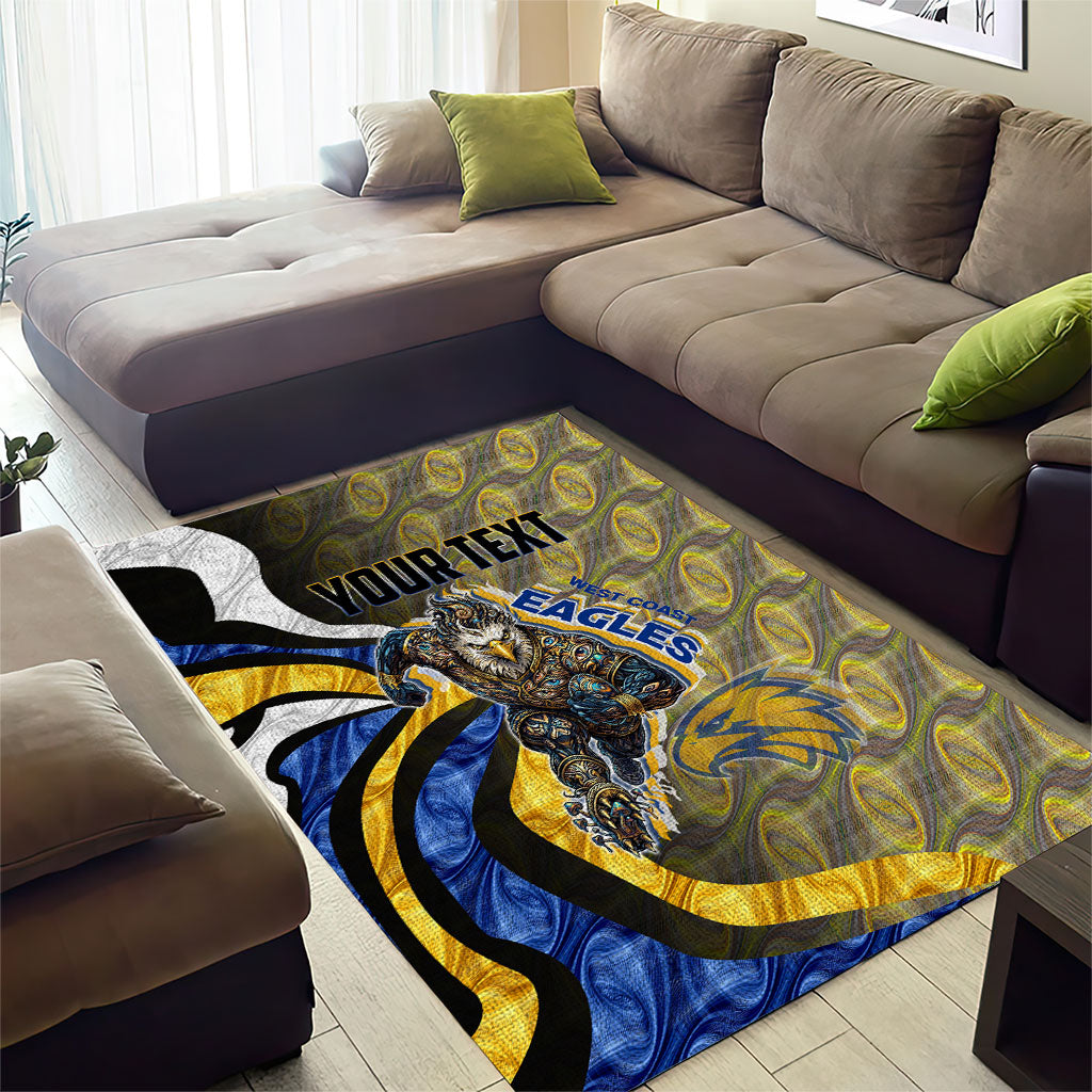 Personalised West Coast Eagles Area Rug Trippy Psychedelic Abstract Art Mascot Football Fans