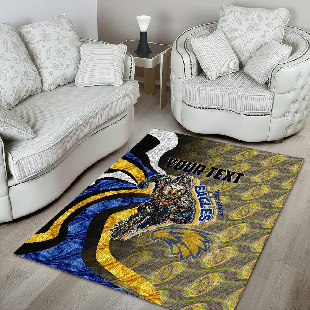 Personalised West Coast Eagles Area Rug Trippy Psychedelic Abstract Art Mascot Football Fans
