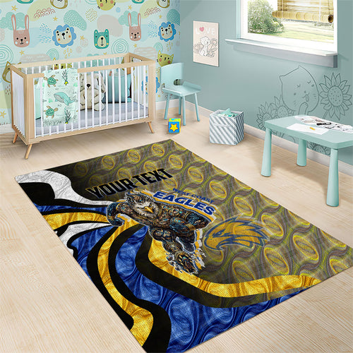 Personalised West Coast Eagles Area Rug Trippy Psychedelic Abstract Art Mascot Football Fans