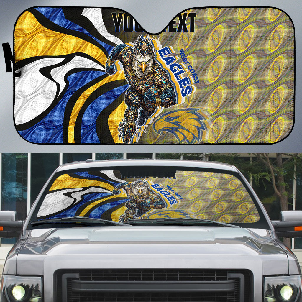 Personalised West Coast Eagles Auto Sun Shade Trippy Psychedelic Abstract Art Mascot Football Fans