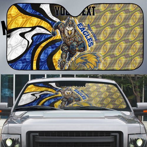 Personalised West Coast Eagles Auto Sun Shade Trippy Psychedelic Abstract Art Mascot Football Fans