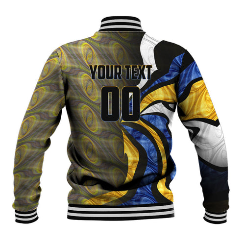 Personalised West Coast Eagles Baseball Jacket Trippy Psychedelic Abstract Art Mascot Football Fans