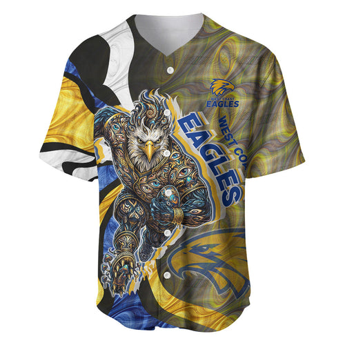 Personalised West Coast Eagles Baseball Jersey Trippy Psychedelic Abstract Art Mascot Football Fans