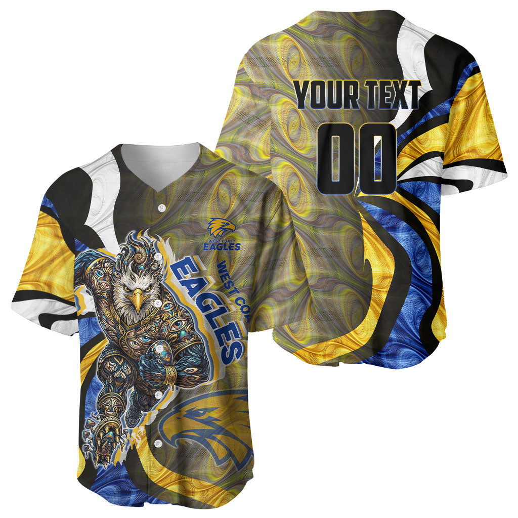 Personalised West Coast Eagles Baseball Jersey Trippy Psychedelic Abstract Art Mascot Football Fans