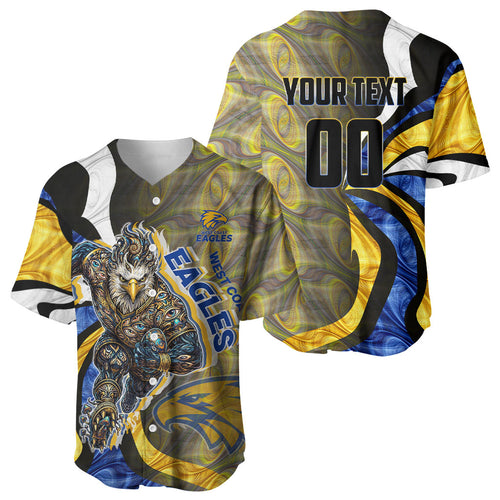 Personalised West Coast Eagles Baseball Jersey Trippy Psychedelic Abstract Art Mascot Football Fans