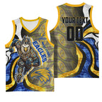 Personalised West Coast Eagles Basketball Jersey Trippy Psychedelic Abstract Art Mascot Football Fans