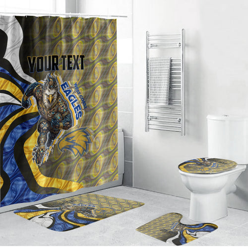 Personalised West Coast Eagles Bathroom Set Trippy Psychedelic Abstract Art Mascot Football Fans