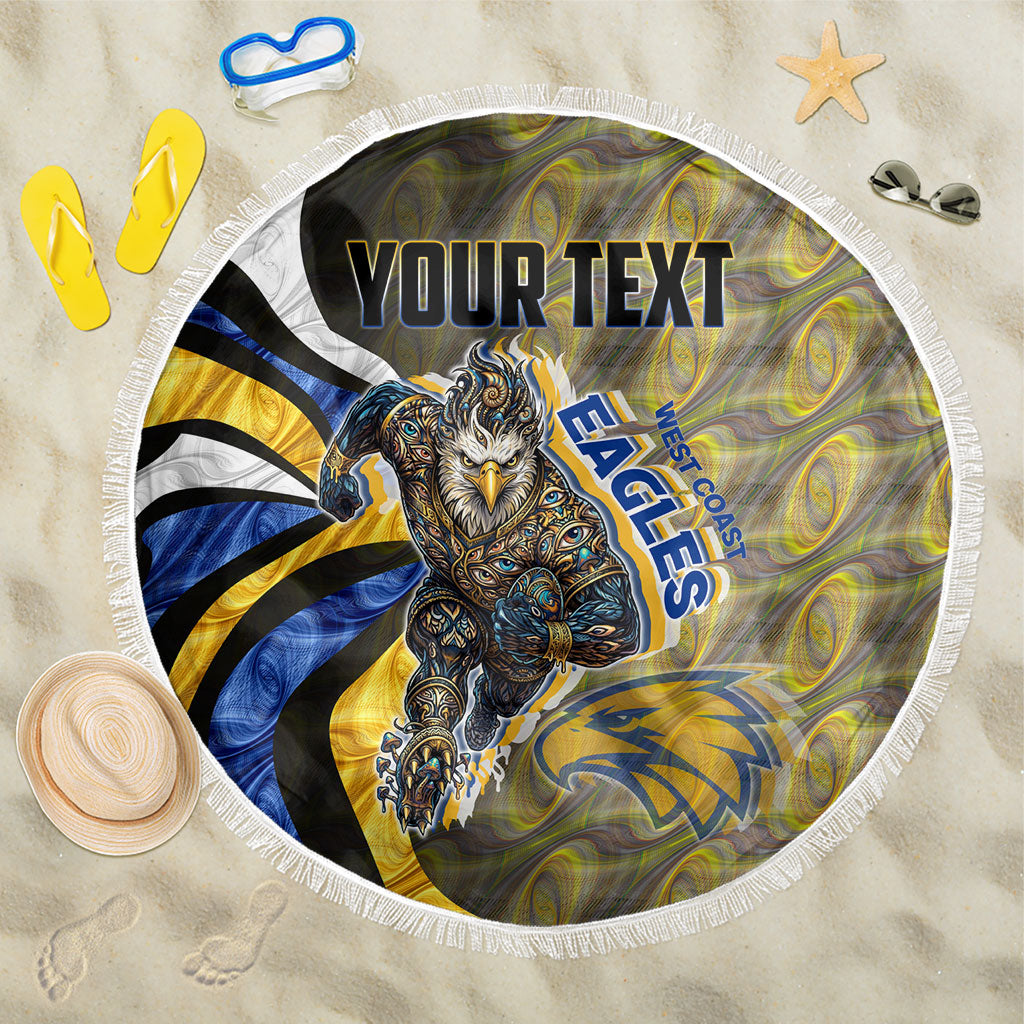 Personalised West Coast Eagles Beach Blanket Trippy Psychedelic Abstract Art Mascot Football Fans