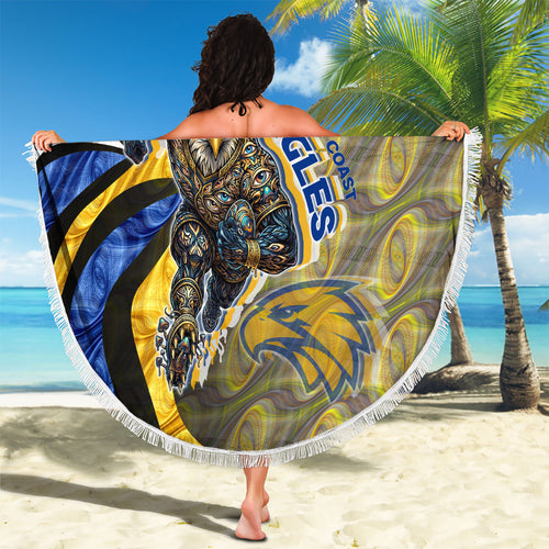Personalised West Coast Eagles Beach Blanket Trippy Psychedelic Abstract Art Mascot Football Fans