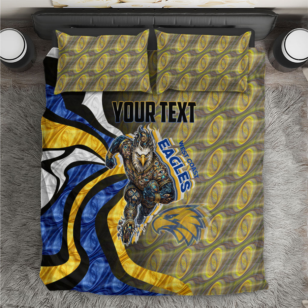 Personalised West Coast Eagles Bedding Set Trippy Psychedelic Abstract Art Mascot Football Fans
