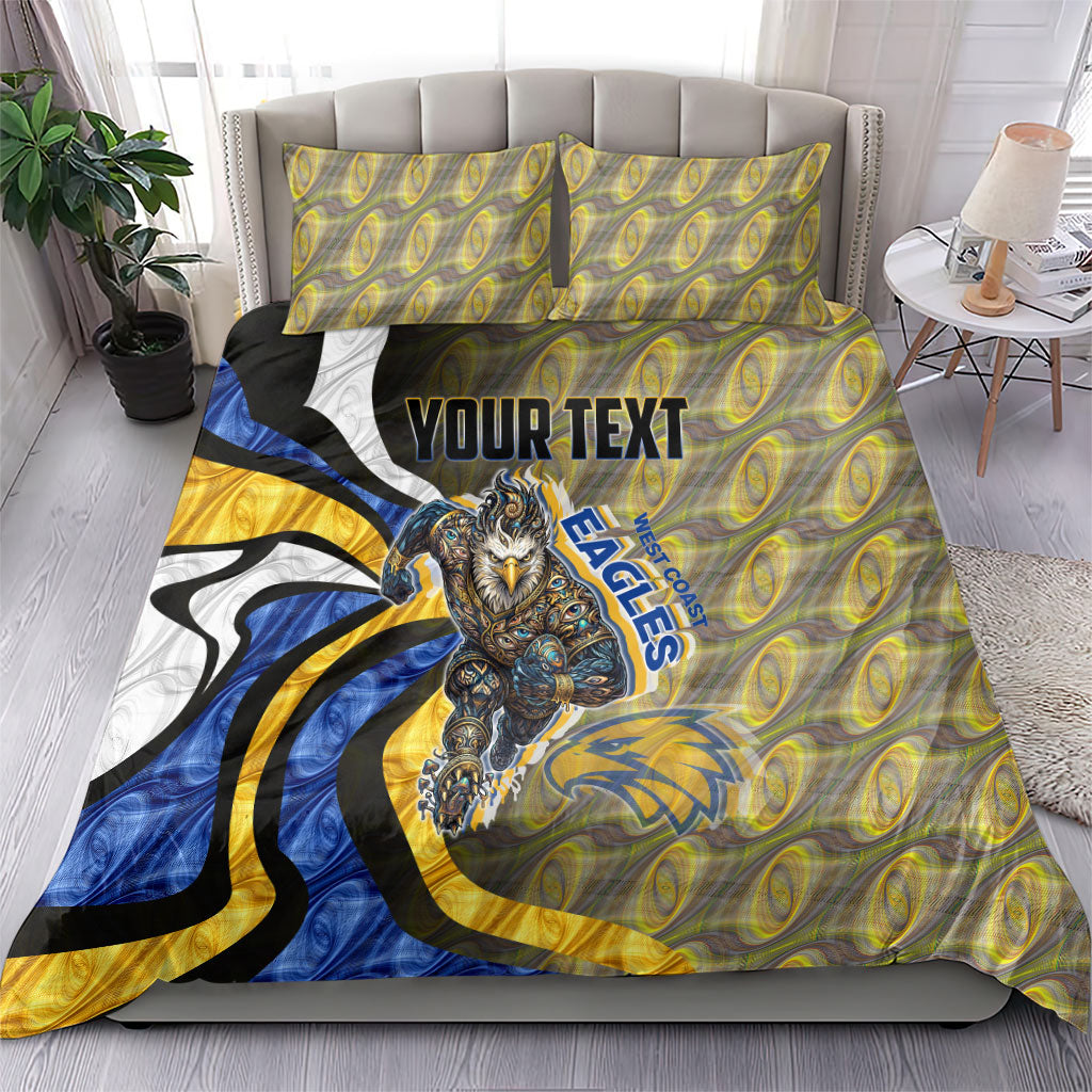 Personalised West Coast Eagles Bedding Set Trippy Psychedelic Abstract Art Mascot Football Fans
