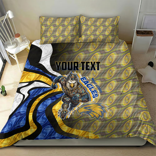 Personalised West Coast Eagles Bedding Set Trippy Psychedelic Abstract Art Mascot Football Fans