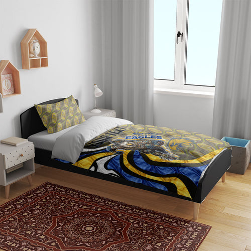 Personalised West Coast Eagles Bedding Set Trippy Psychedelic Abstract Art Mascot Football Fans