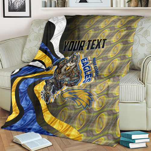 Personalised West Coast Eagles Blanket Trippy Psychedelic Abstract Art Mascot Football Fans