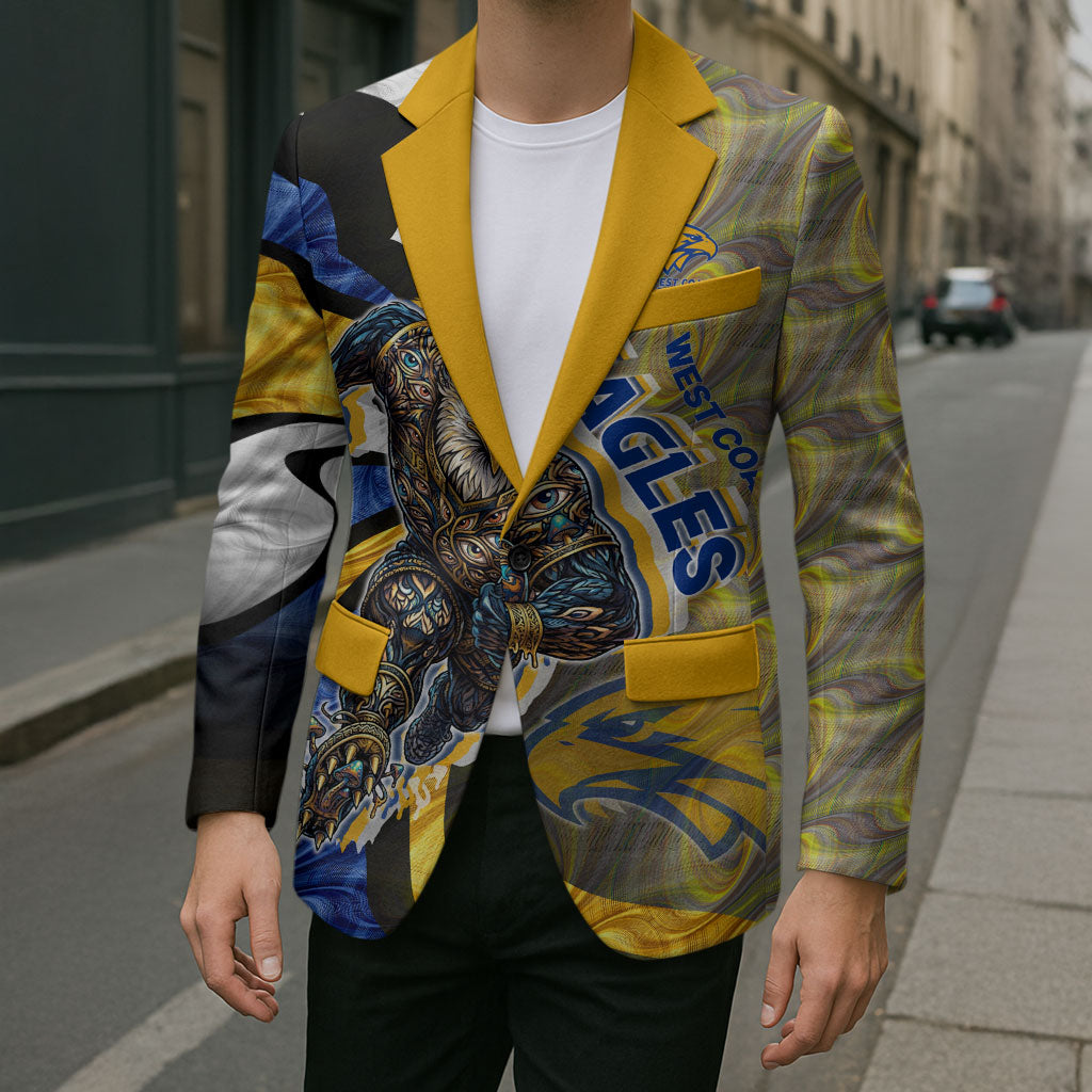 Personalised West Coast Eagles Blazer Trippy Psychedelic Abstract Art Mascot Football Fans