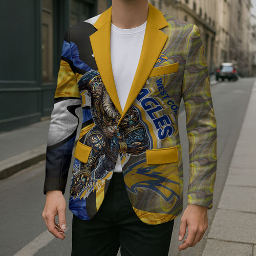 Personalised West Coast Eagles Blazer Trippy Psychedelic Abstract Art Mascot Football Fans