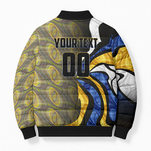 Personalised West Coast Eagles Bomber Puffer Jacket Trippy Psychedelic Abstract Art Mascot Football Fans