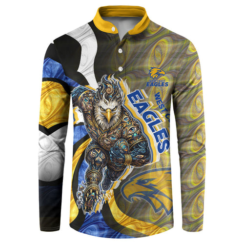 Personalised West Coast Eagles Button Sweatshirt Trippy Psychedelic Abstract Art Mascot Football Fans